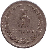 Монета 5 сентаво. 1939 год, Аргентина. Монета 5 сентаво. 1939 год, Аргентина.