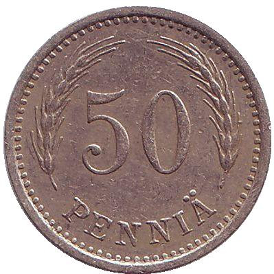 Монета 50 пенни. 1934 год, Финляндия.