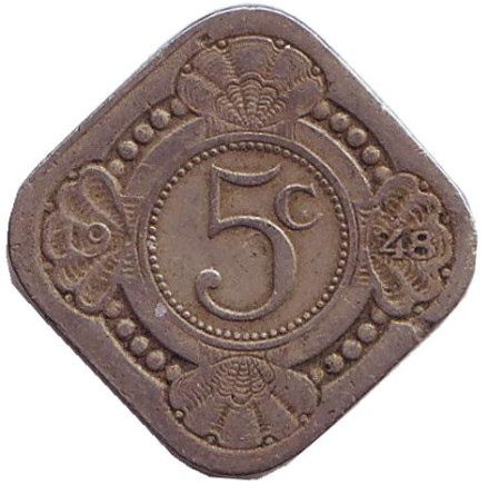Монета 5 центов. 1948 год, Кюрасао.