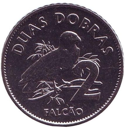 Монета 2 добры. 2017 год, Сан-Томе и Принсипи. Сапсан. (Сокол).