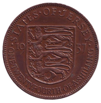 Монета 1/24 шиллинга. 1937 год, Джерси.