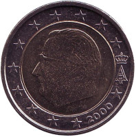 Монета 2 евро. 2000 год, Бельгия.