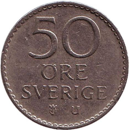 Монета 50 эре. 1973 год, Швеция.