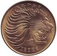 Горная антилопа. Монета 10 центов. 1977 год, Эфиопия. (Немагнитная)