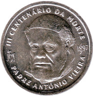Монета 500 эскудо. 1997 год, Португалия. 300 лет со дня смерти Антонио Виеры. Монета 500 эскудо. 1997 год, Португалия. 300 лет со дня смерти Антонио Виеры.