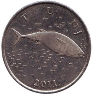 Монета 2 куны. 2011 год, Хорватия. Тунец. Монета 2 куны. 2011 год, Хорватия. Тунец.
