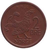 Монета 2 эре. 1964 год, Норвегия. Курица. Монета 2 эре. 1964 год, Норвегия. Курица.