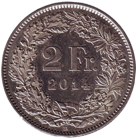 Монета 2 франка. 2014 год, Швейцария. Гельвеция.