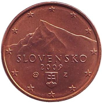 Монета 1 цент, 2009 год, Словакия.