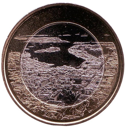 Монета 5 евро. 2018 год, Финляндия. Приморский пейзаж Хельсинки.