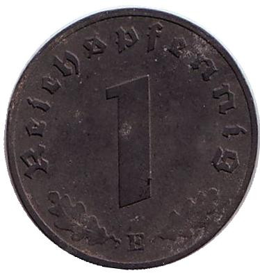 Монета 1 рейхспфенниг. 1945 год (E), Третий Рейх (Германия).