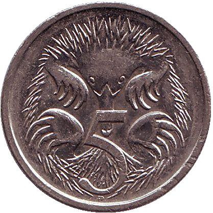 Монета 5 центов. 1994 год, Австралия. Ехидна.