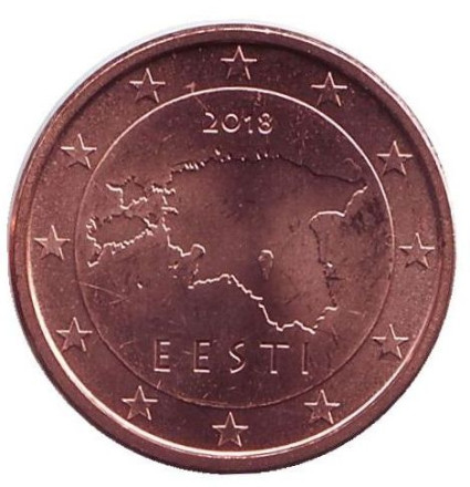 Монета 1 цент. 2018 год, Эстония.
