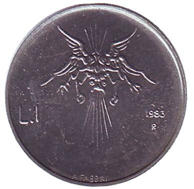 Монета 1 лира. 1983 год, Сан-Марино. Угроза ядерной войны.