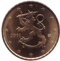 Монета 10 центов. 2011 год, Финляндия.