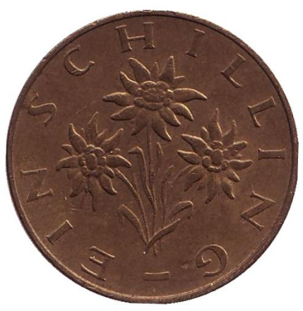 Монета 1 шиллинг. 1974 год, Австрия. Эдельвейс.