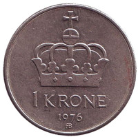 Корона. Монета 1 крона. 1976 год, Норвегия.