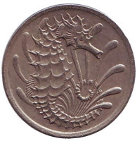 Морской конек. Монета 10 центов. 1970 год, Сингапур. 