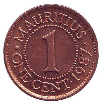 Монета 1 цент. 1987 год, Маврикий.