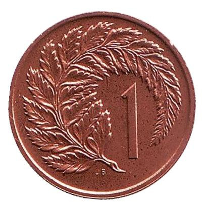 Монета 1 цент. 1985 год, Новая Зеландия. UNC. Лист папоротника.
