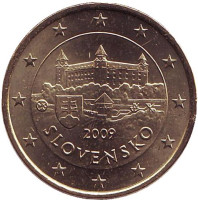 Монета 50 центов, 2009 год, Словакия.