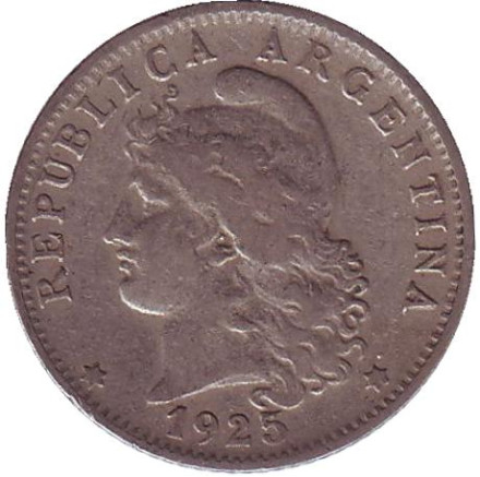 Монета 20 сентаво. 1925 год, Аргентина.