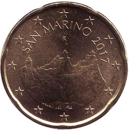 Монета 20 центов. 2017 год, Сан-Марино.