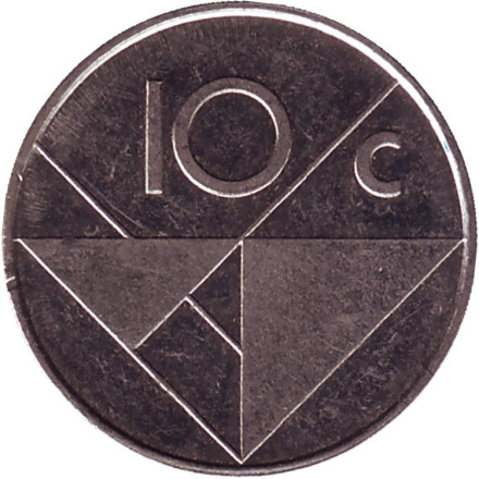 Монета 10 центов. 1998 год, Аруба. Состояние - VF.