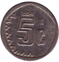 Монета 5 сентаво. 1994 год, Мексика. Монета 5 сентаво. 1994 год, Мексика.