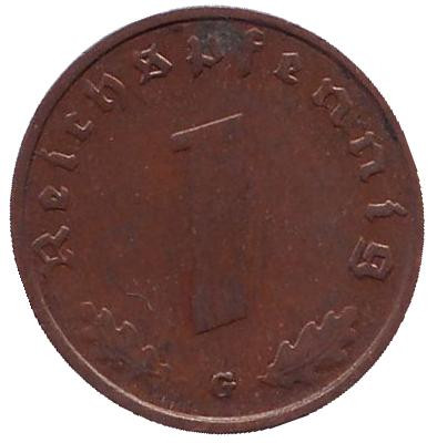 Монета 1 рейхспфенниг. 1937 год (G), Германия (Третий Рейх).