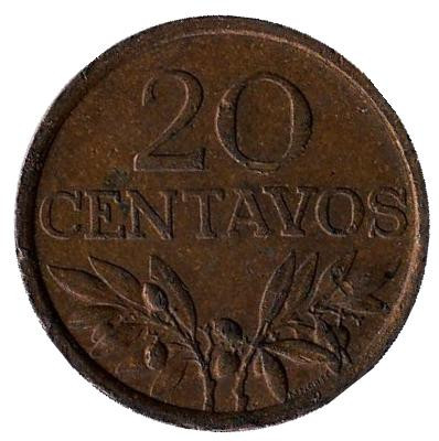 Монета 20 сентаво. 1972 год, Португалия. Ростки.