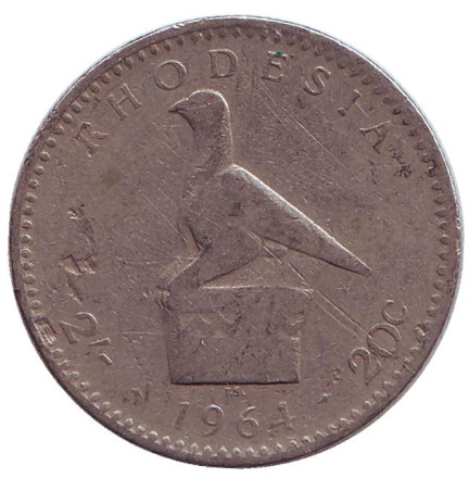 Монета 2 шиллинга. 1964 год, Родезия.