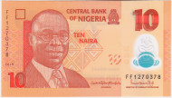 Банкнота 10 найр. 2019 год, Нигерия. Банкнота 10 найр. 2019 год, Нигерия.