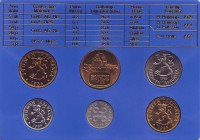 Набор монет Финляндии (6 шт), 1985 год, Финляндия. (в банковской упаковке)