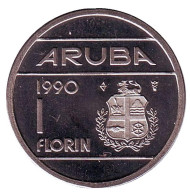 Монета 1 флорин. 1990 год, Аруба. UNC. Монета 1 флорин. 1990 год, Аруба. UNC.