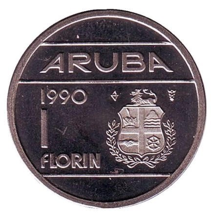 Монета 1 флорин. 1990 год, Аруба. UNC.