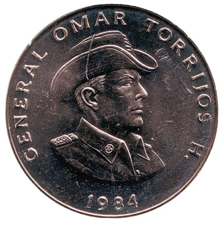Монета 1 бальбоа. 1984 год, Панама. UNC. Генерал Омар Торрихос.