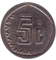Монета 5 сентаво. 1995 год, Мексика. Монета 5 сентаво. 1995 год, Мексика.