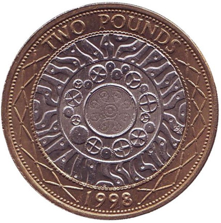 Монета 2 фунта. 1998 год, Великобритания.