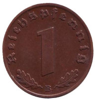 Монета 1 рейхспфенниг. 1938 год (B), Германия (Третий Рейх). 
