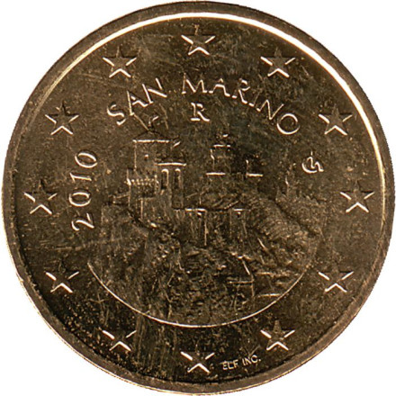 Монета 50 центов. 2010 год, Сан-Марино.