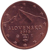 Монета 2 цента, 2010 год, Словакия.
