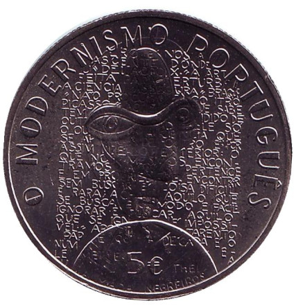Монета 5 евро. 2016 год, Португалия. Модернизм. "Эпохи Европы".