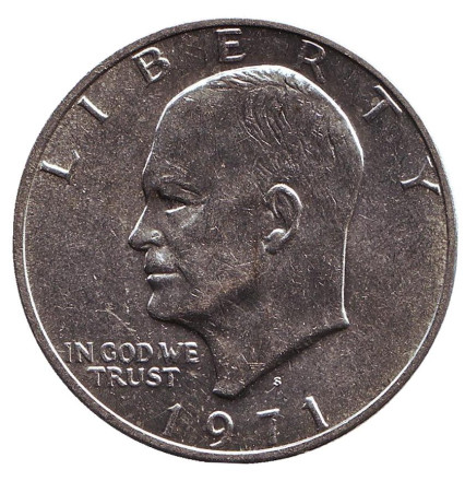 Монета 1 доллар. 1971 год (S), США. (серебро) Дуайт Эйзенхауэр.