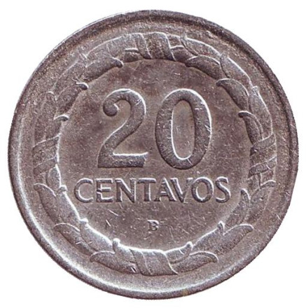 Монета 20 сентаво. 1945 год, Колумбия.