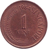 Монета 1 цент. 1984 год, Сингапур. (Магнитная). Монета 1 цент. 1984 год, Сингапур. (Магнитная).