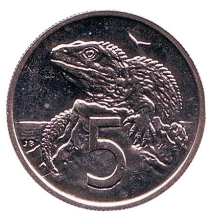 Монета 5 центов. 1985 год, Новая Зеландия. UNC. Гаттерия.