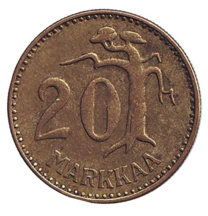 Монета 20 марок. 1957 год, Финляндия.