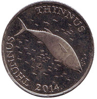Монета 2 куны. 2014 год, Хорватия. Тунец. Монета 2 куны. 2014 год, Хорватия. Тунец.