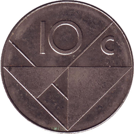 Монета 10 центов. 2001 год, Аруба.